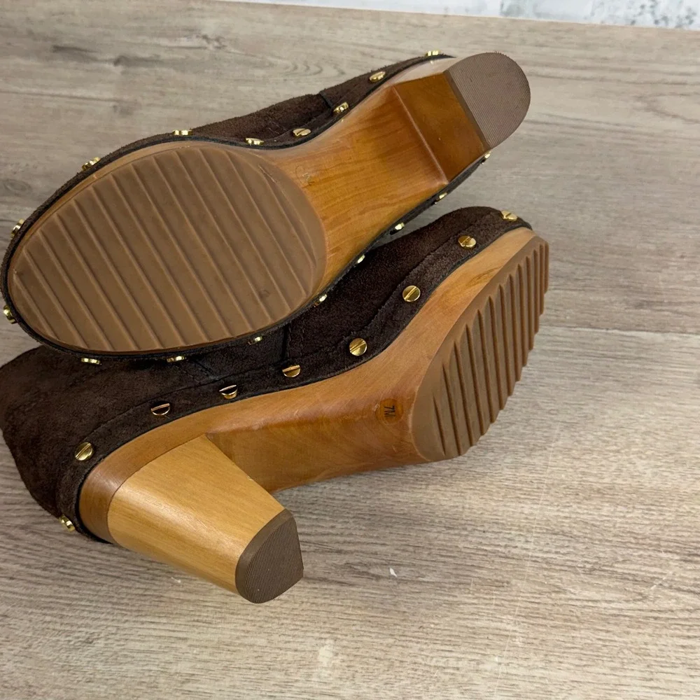 Tory Burch Ginerva suede studded wood heel Boots